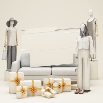 Fashion lifestyle concept Mannequins with space for promotional advertisements on sales and podiums. product show stand and geometric shape. on background. 3d rendering photo