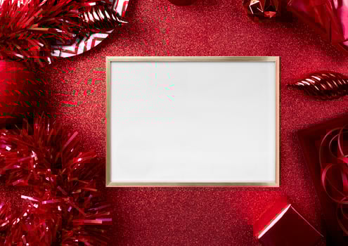 Gold Christmas frame mockup photo