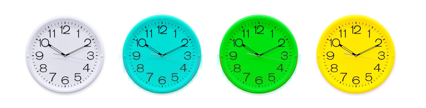 office wall clock icon set isolated on white background photo