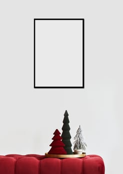 Black Christmas interior frame mockup isolated on a transparent background photo