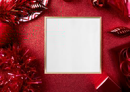 Gold Christmas interior frame mockup photo
