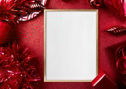 Gold Christmas interior frame mockup photo