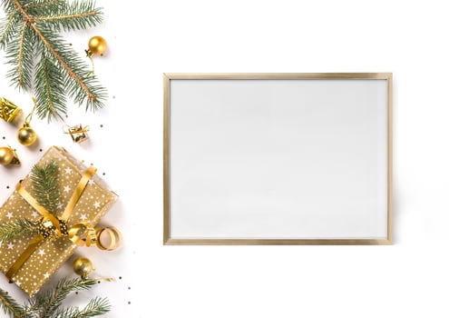 Gold Christmas interior frame mockup photo