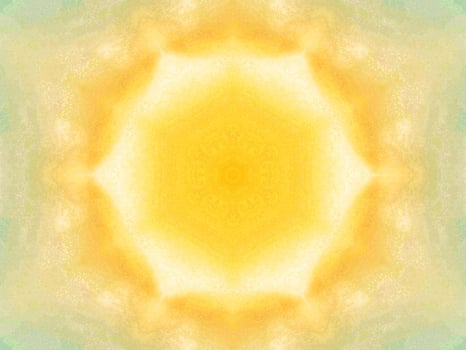 Colorful yellow and blue light kaleidoscope background abstract flower and symmetric pattern photo