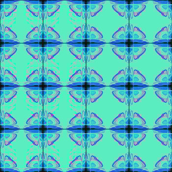 geometric seamless floral symmetrical pattern in blue and purple colors, texture, design photo