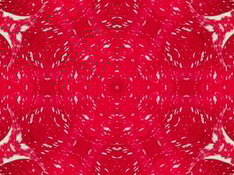 Red floral kaleidoscope background abstract unique and symmetric pattern for christmas vibes photo