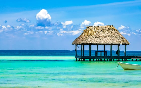 Beautiful Holbox island beach Punta Coco lagoon turquoise water Mexico. photo
