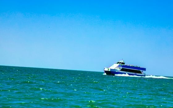 Holbox Quintana Roo Mexico 2022 Boat trip speed boat ferry from Chiquila to Holbox Mexico. photo