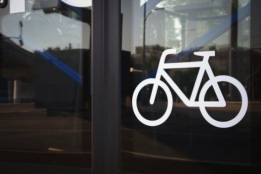Bicycle icon on a bus door photo