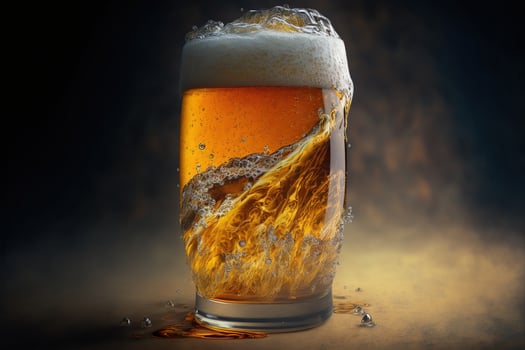 Cold glass filled with beer photo