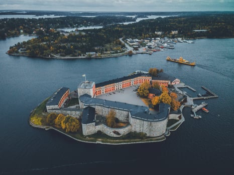 Vaxholm Castle by Drone in Vaxholm, Sweden photo