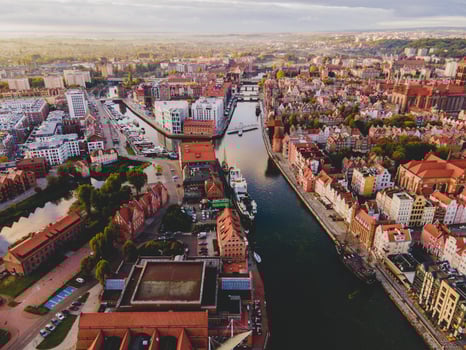 Aerial View of the Polish city of Gdansk photo