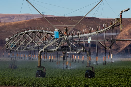 Crop irrigation field spray sprinkler watering system photo