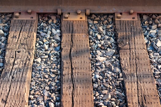 Railroad ties and steel track abstract photo