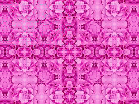 Magenta floral kaleidoscope pattern. Pink flower abstract unique and aesthetic background photo