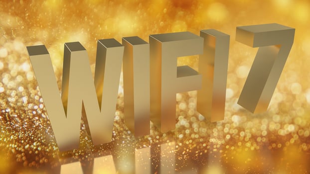 The gold wifi 7 for technology or internet concept 3d rendering photo