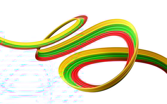 Myanmar Burma flag colors ribbon on isolated background 3d illustration photo