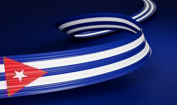 Cuba or Cuban flag wavy abstract ribbon background. 3d illustration. photo