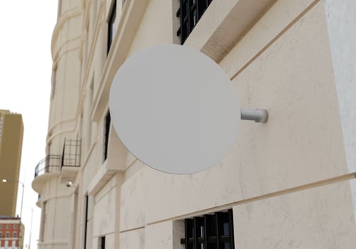 3D mockup blank circle sighboard in downtown rendering photo