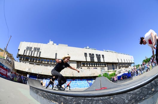 KHARKIV, UKRAINE - 27 MAY, 2018 Roller skating during the annual festival of street cultures photo