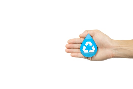 Hands holding water drop paper cut, Washing hand, Hand sanitizer and Hygiene for covid pandemic. World water day, Save water, Renewable energy concept. photo