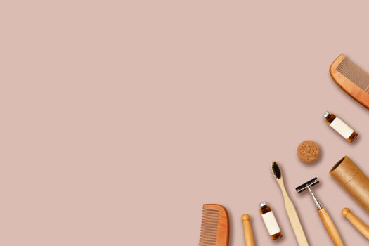 Reusable accessories on color background. photo
