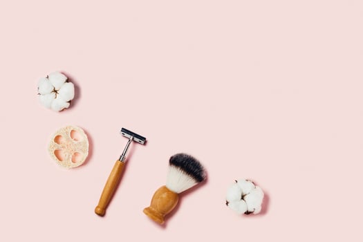 Zero waste accessories on pink background. photo