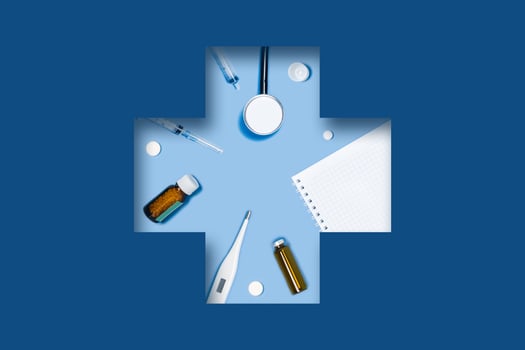 Medicine backdrop with special equipment. photo