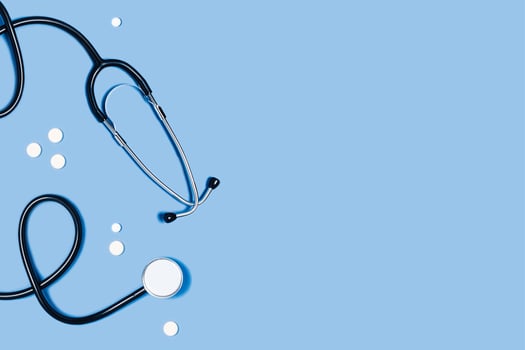 Medical blue table. photo