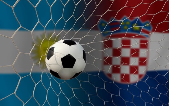 Football Cup competition between the national Argentine and national Croatia. photo