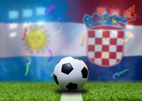Football Cup competition between the national Argentine and national Croatia. photo