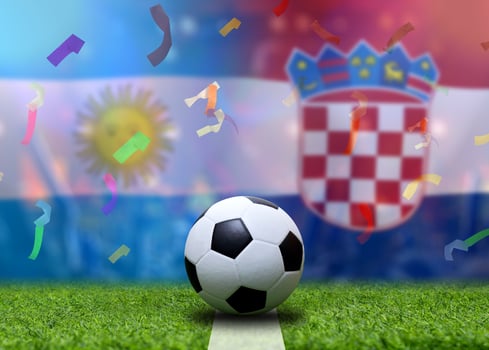 Football Cup competition between the national Argentine and national Croatia. photo