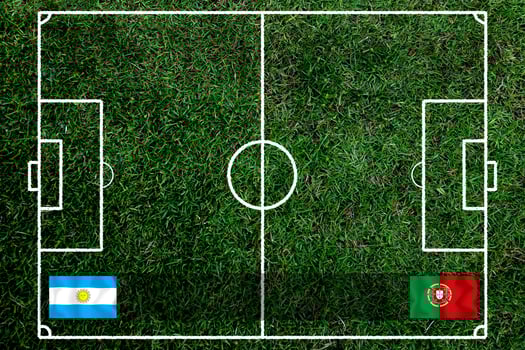 Football Cup competition between the national Argentine and national Portuguese. photo