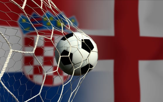 Football Cup competition between the national Croatia and national England. photo