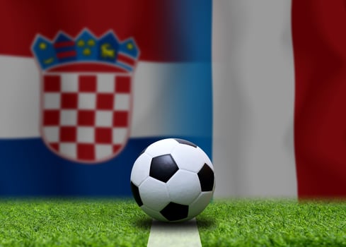 Football Cup competition between the national Croatia and national France. photo
