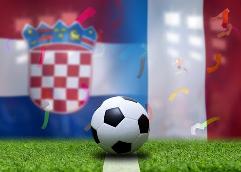 Football Cup competition between the national Croatia and national France. photo