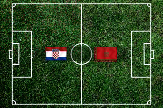 Football Cup competition between the national Croatia and national Morocco. photo