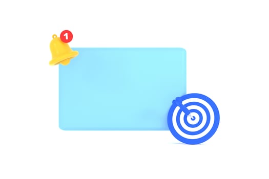 Empty reminder pop up, notification bell icon with darts. photo