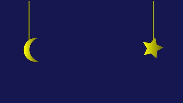 Dark blue background with a star and crescent moon photo