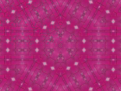 Magenta brick wall kaleidoscope pattern abstract unique symmetric and aesthetic background photo