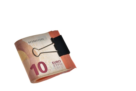 Banknotes of ten euro isolated on white background photo
