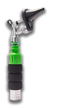 Otoscope for doctor use to exam the ears, Medical equipment for physical examination, White background photo