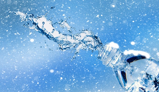Blue water splash . Splashing of clean water. photo