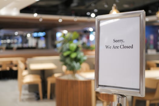 closed sign hanging on door of cafe. photo