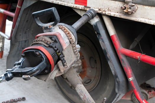 Close up air impact wrench for removing wheel nuts. photo