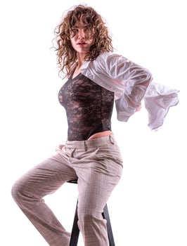 portrait of young beautiful fashionable happy woman. photo