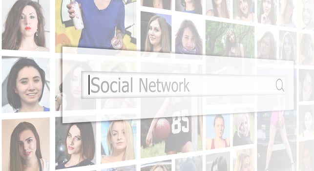 Social network. The text is displayed in the search box on the b photo