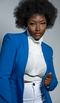 Black African fashion model on a gray background photo
