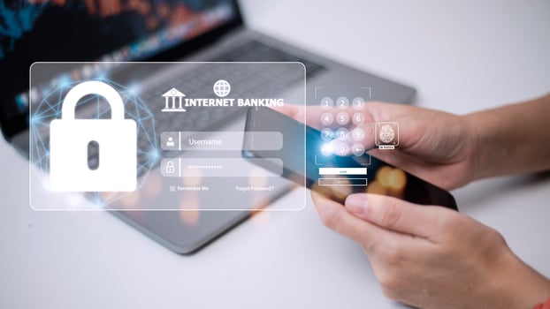 People use internet banking on smartphones. photo