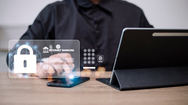 People use internet banking on smartphones. photo